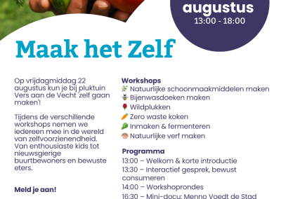 Maak-het-zelf workshopmiddag vr 22 aug